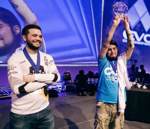 Hungrybox and Mango on stage at Evo